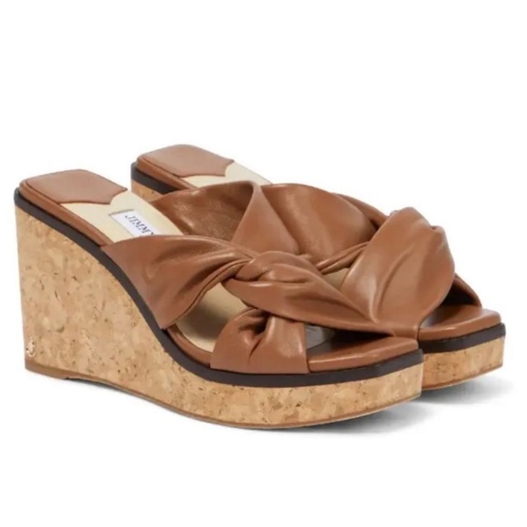 Jimmy Choo‎ Narisa 90 Nappa Leather Wedge Sandals - Picture 1 of 8